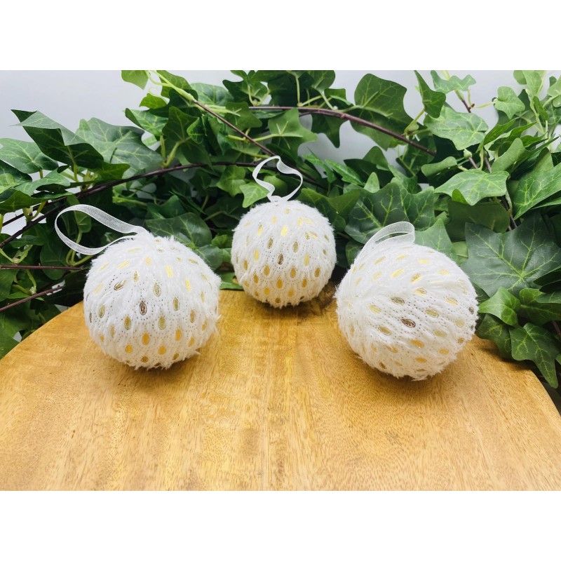 μπαλες foam organza s/3 d.8cm white/gold