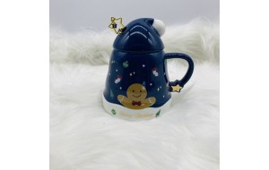 κουπα με καπακι σκουφο/κουταλακι 7*9.1cm 470ml blue