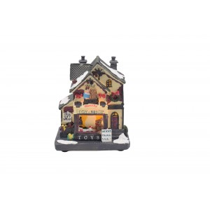 Mini Toy Shop χριστουγεννιάτικο σκηνικό με ενσωματωμένο φωτισμό κίνηση και μουσική 11x7x12 εκ