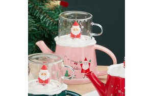 set τσαγιερα με κουπa santa pink