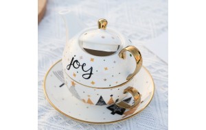 set τσαγιερα με κουπα joy white/gold