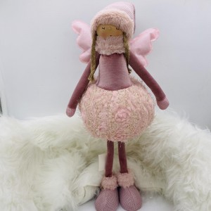 Χριστουγεννιάτικη διακοσμητική φιγούρα νεράιδας σε ροζ απόχρωση 26x17x70 εκ