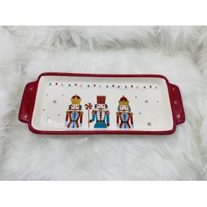 Χριστουγεννιάτικη πιατέλα με σχέδιο καρυοθραύστες 39x16x3 εκ