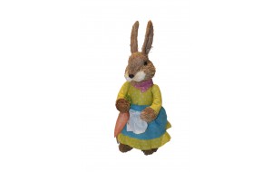 Mrs Grass Rabbit πασχαλινή διακοσμητική φιγούρα λαγουδίνας με κίτρινο φόρεμα 40 εκ