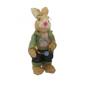 Mr Grass Rabbit πασχαλινή διακοσμητική φιγούρα λαγού με πράσινο σακάκι 40 εκ