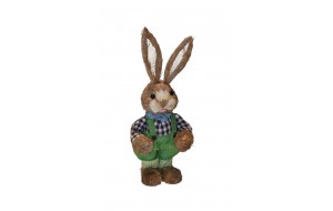 Mr Grass Rabbit πασχαλινή διακοσμητική φιγούρα λαγού με πράσινο παντελόνι 32 εκ
