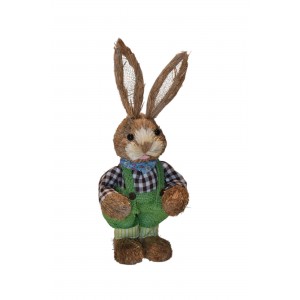 Mr Grass Rabbit πασχαλινή διακοσμητική φιγούρα λαγού με πράσινο παντελόνι 32 εκ