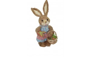 Mrs Grass Rabbit πασχαλινή διακοσμητική φιγούρα λαγουδίνας με ροζ φούστα 32 εκ