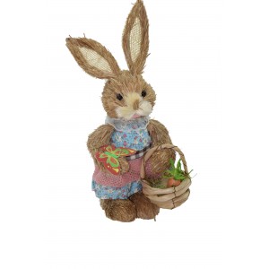 Mrs Grass Rabbit πασχαλινή διακοσμητική φιγούρα λαγουδίνας με ροζ φούστα 32 εκ