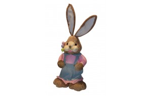 Grass Rabbit πασχαλινή διακοσμητική φιγούρα λαγουδίνας με ροζ φόρεμα 95 εκ