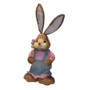 Grass Rabbit πασχαλινή διακοσμητική φιγούρα λαγουδίνας με ροζ φόρεμα 95 εκ