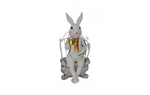 Mr Rabbit πασχαλινή διακοσμητική φιγούρα λαγού σε πολυθρόνα σε λευκή απόχρωση 26 εκ