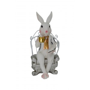 Mr Rabbit πασχαλινή διακοσμητική φιγούρα λαγού σε πολυθρόνα σε λευκή απόχρωση 26 εκ