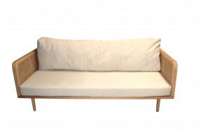 Τριθέσιος καναπές από ash wood και φυσικό rattan Ινδονησίας 174x68x87 εκ