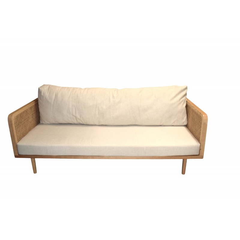 Τριθέσιος καναπες από ash wood και φυσικό rattan Ινδονησίας 174x68x87 εκ