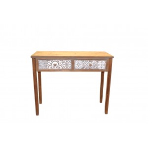 ΤΡΑΠΕΖΑΚΙ 2 ΣΥΡΤΑΡΙΑ ΞΥΛΙΝΟ 101x40x82cm ΦΥΣΙΚΟ/ΛΕΥΚΟ ΣΧΕΔΙΟ