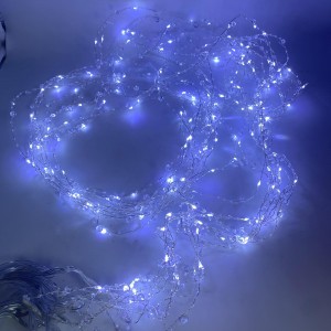 microled crystal curtain x 10 strings 3*2m 200led silver 8 functions white ip44