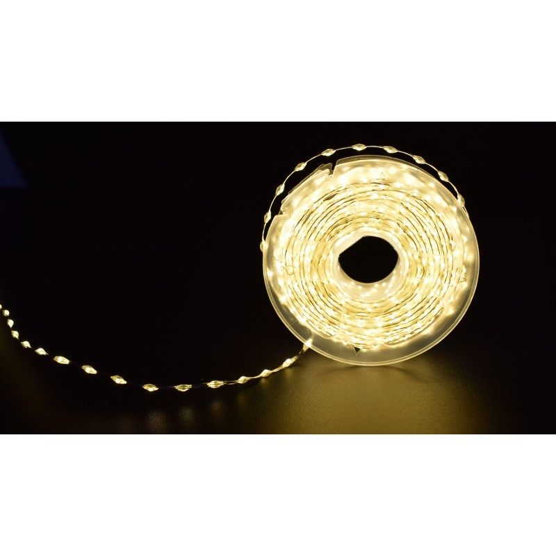 1000 microled λαμπάκια σε σειρά με ασημί καλώδιο IP44 με σταθερό φωτισμό και θερμό λευκό φως 10 μέτρα