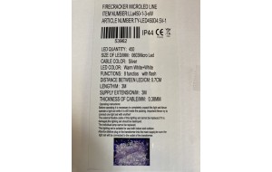 firecracker lights 3m 450led silver 8 functions warm white/white ip44