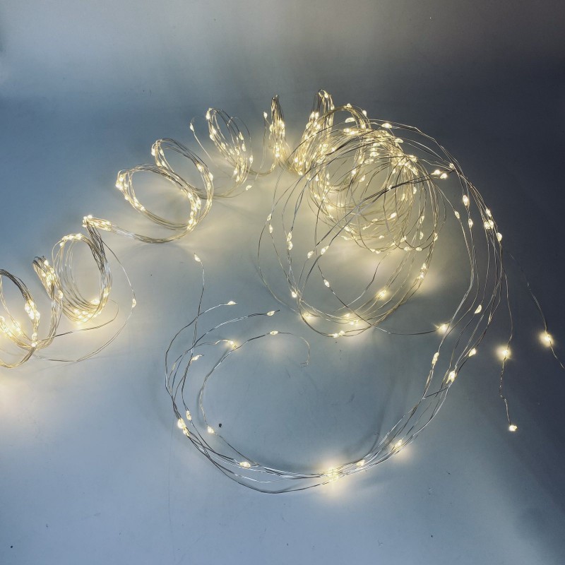 320 microled λαμπάκια καταρράκτης για δέντρο με ασημί καλώδιο IP44 με σταθερό φωτισμό και θερμό λευκό φως 400 εκ ύψος