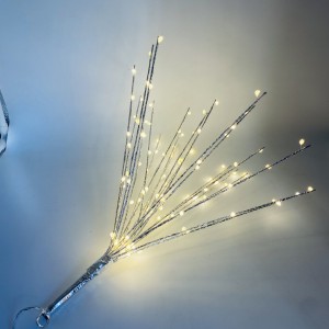 120 microled λαμπάκια αχινός με ασημί απόχρωση IP44 με σταθερό φωτισμό και θερμό λευκό φως 50 εκ