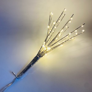 60 microled λαμπάκια αχινός με ασημί απόχρωση IP44 με σταθερό φωτισμό και θερμό λευκό φως 30 εκ