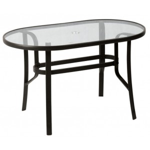 Οβάλ μεταλλικό τραπέζι με πλαίσιο αλουμινίου σε μαύρο χρώμα 140x80 εκ