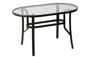 Οβάλ μαύρο μεταλλικό τραπέζι με πλαίσιο αλουμινίου 160x90 εκ