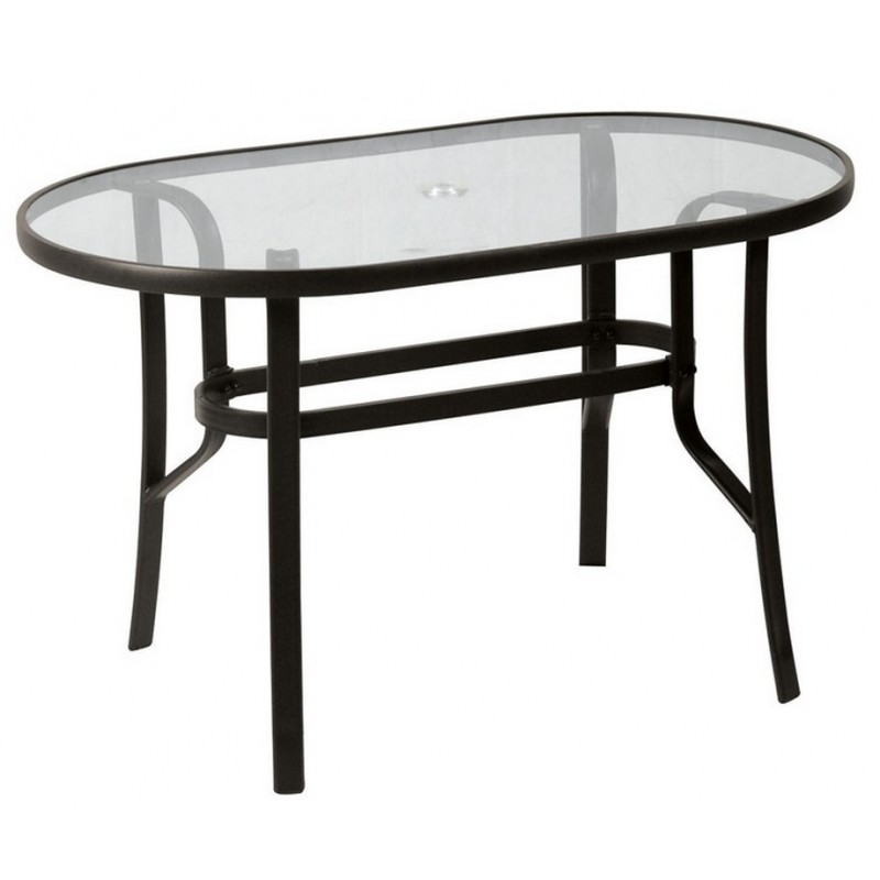 Οβάλ μαύρο μεταλλικό τραπέζι με πλαίσιο αλουμινίου 160x90 εκ