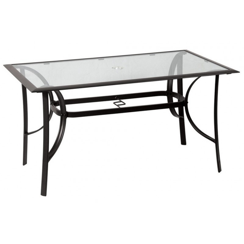 Μαύρο μεταλλικό παραλληλόγραμμο τραπέζι με πλαίσιο αλουμινίου 140x80x75 εκ