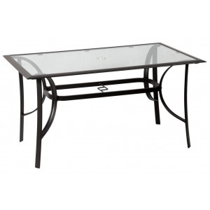 Μεταλλικό μαύρο παραλληλόγραμμο τραπέζι με πλαίσιο αλουμινίου 160 x 90 εκ