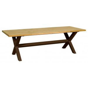 Αγαλβάνιστο μεταλλικό παραλληλόγραμμο τραπέζι με ξύλο οξυάς 85-95x180x75 εκ
