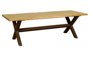 Μεταλλικό παραλληλόγραμμο τραπέζι αγαλβάνιστο με ξύλο οξυάς 85-95x230x72 εκ