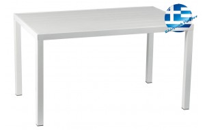 Παραλληλόγραμμο τραπέζι αλουμινίου με λευκό pollywood 134x84x72 εκ