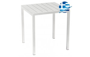 Τετράγωνο τραπέζι αλουμινίου με λευκό pollywood 68x68x72 εκ