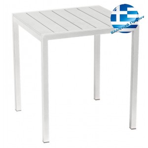 Τετράγωνο τραπέζι αλουμινίου με λευκό pollywood 68x68x72 εκ