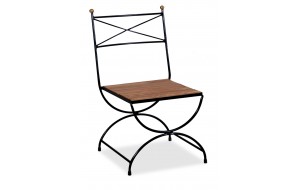 Γαλβανισμένη μεταλλική καρέκλα μασίφ χιαστί με Σουηδικό ξύλο 58x58x89 εκ