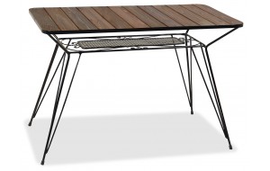 Γαλβανισμένο παραλληλόγραμμο τραπέζι μασίφ με σουηδικό ξύλο 120x70x73 εκ