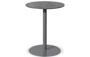 Μεταλλικό στρογγυλό τραπέζι με επιφάνεια από compact HPL σε γκρι απόχρωση 60x75 εκ