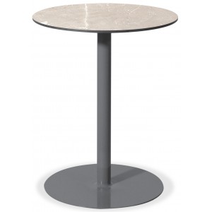 Στρογγυλό μεταλλικό τραπέζι με επιφάνεια Compact Hpl μπέζ 58x75 εκ