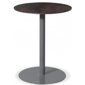 Στρογγυλό μεταλλικό τραπέζι με επιφάνεια Compact Hpl με εφέ σκουριάς 60x75 εκ