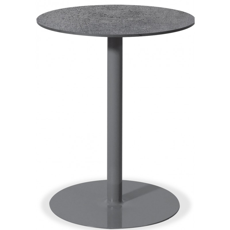Μεταλλικό στρογγυλό τραπέζι με επιφάνεια από compact HPL σε γκρι απόχρωση 70x75 εκ