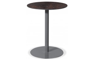Στρογγυλό μεταλλικό τραπέζι με επιφάνεια Compact Hpl με εφέ σκουριάς 70x75 εκ