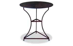 Αγαλβάνιστο στρογγυλό τραπέζι με επιφάνεια Compact Hpl με εφέ σκουριάς 60x74 εκ