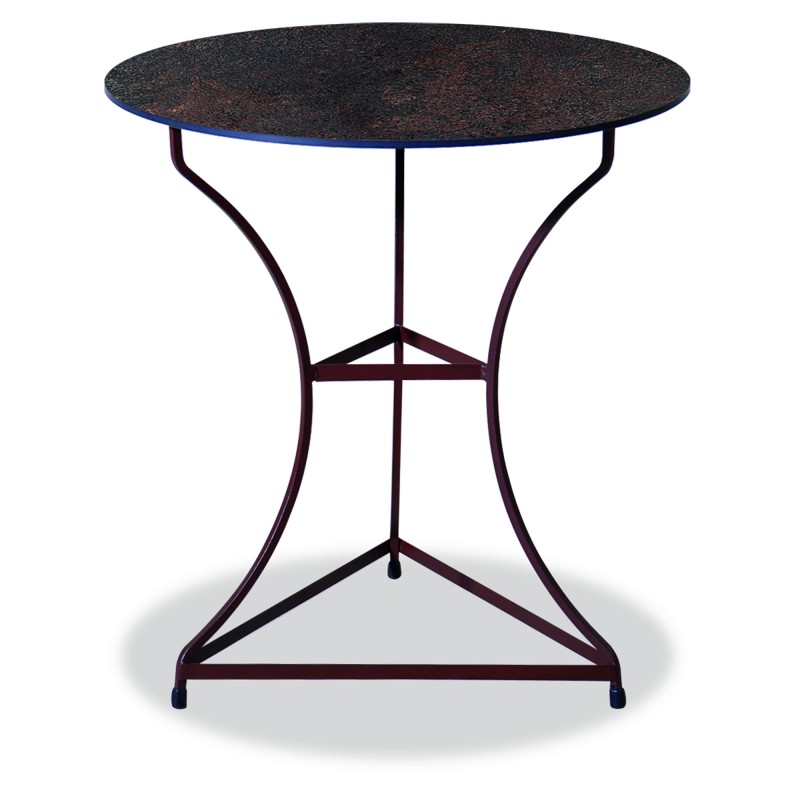 Αγαλβάνιστο στρογγυλό τραπέζι με επιφάνεια Compact Hpl με εφέ σκουριάς 60x74 εκ