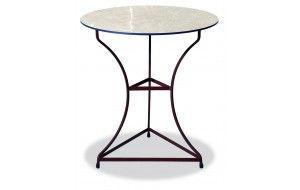 Αγαλβάνιστο στρογγυλό τραπέζι με επιφάνεια Compact Hpl μπέζ 58x74 εκ