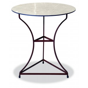 Αγαλβάνιστο στρογγυλό τραπέζι με επιφάνεια Compact Hpl μπέζ 58x74 εκ