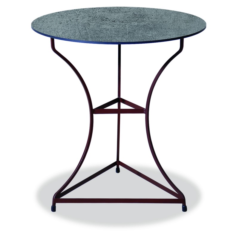 Αγαλβάνιστο στρογγυλό τραπέζι με επιφάνεια Compact Hpl γκρι 58x74 εκ