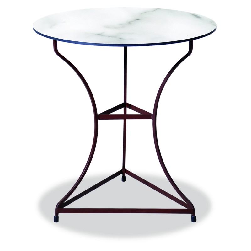 Αγαλβάνιστο στρογγυλό τραπέζι με επιφάνεια Compact Hpl λευκό 58x74 εκ