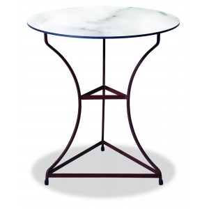Αγαλβάνιστο στρογγυλό τραπέζι με επιφάνεια Compact Hpl λευκό 68x74 εκ